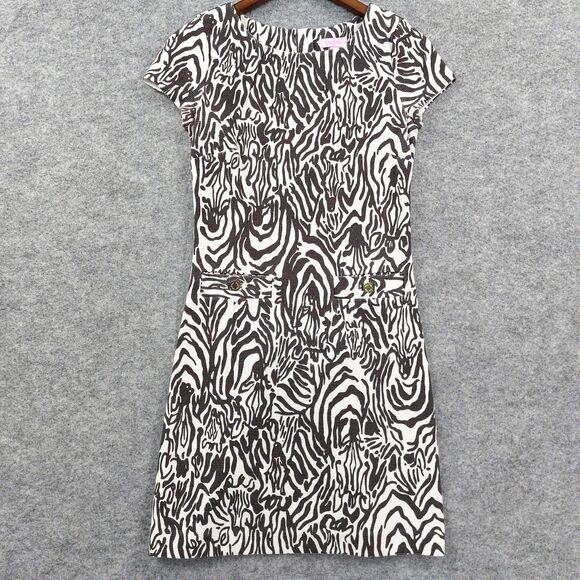 Lilly Pulitzer Dress Womens Sz XS Zebra Print Short Sleeve Animal Pattern Casual - Picture 1 of 13